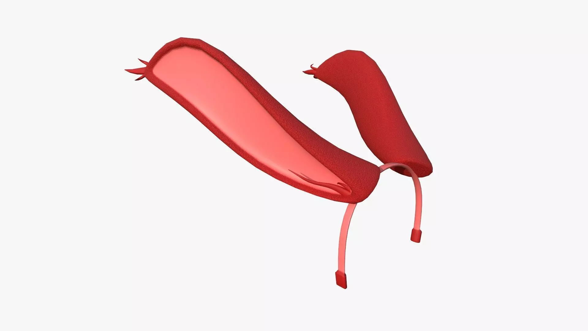 Furry Ears Tiara I10 Red - Headband Character Design Low-poly 3D model_0