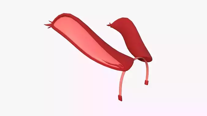 Furry Ears Tiara I10 Red - Headband Character Design Low-poly 3D model