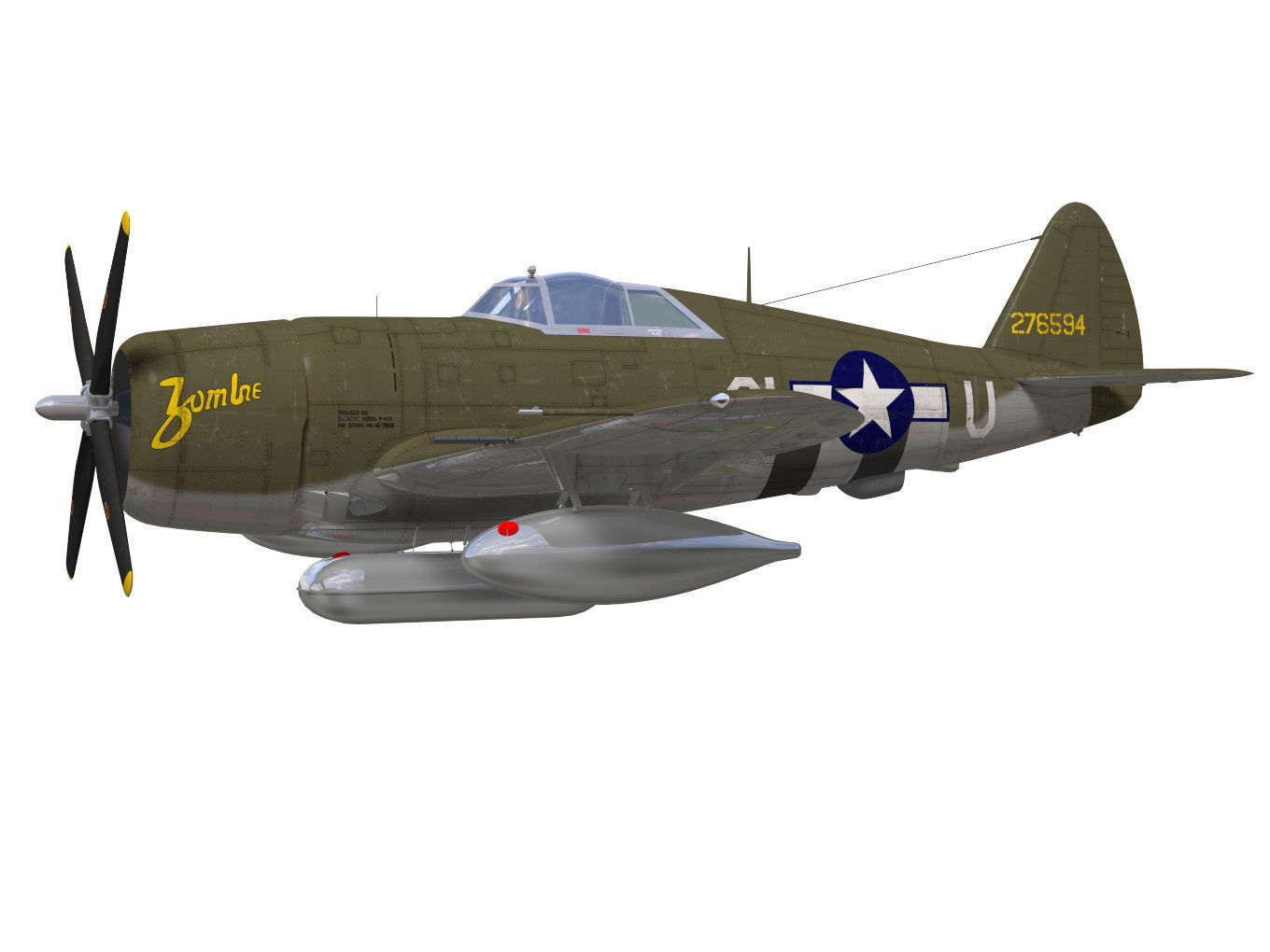 Republic P47D Thunderbolt 3D model_2