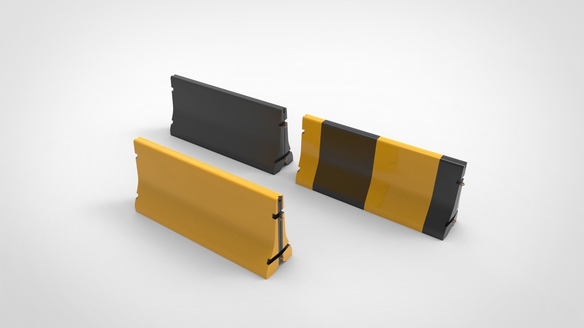 road barrier Low-poly 3D model_1