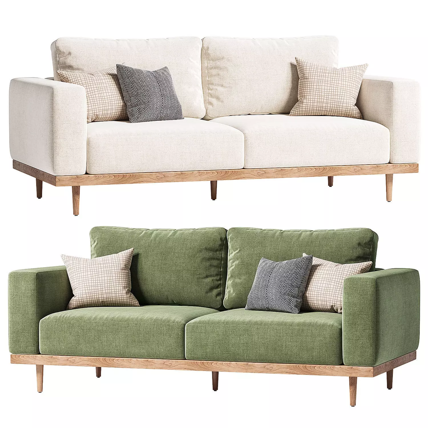 Newport Sofa Low-poly 3D model_0