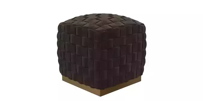 Round Cube Velvet Ottoman