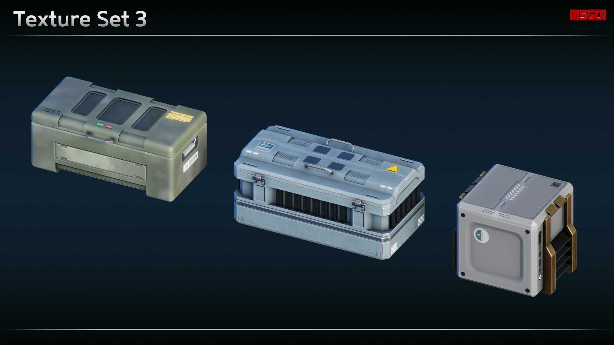 Scifi Boxes Low-poly 3D model_7