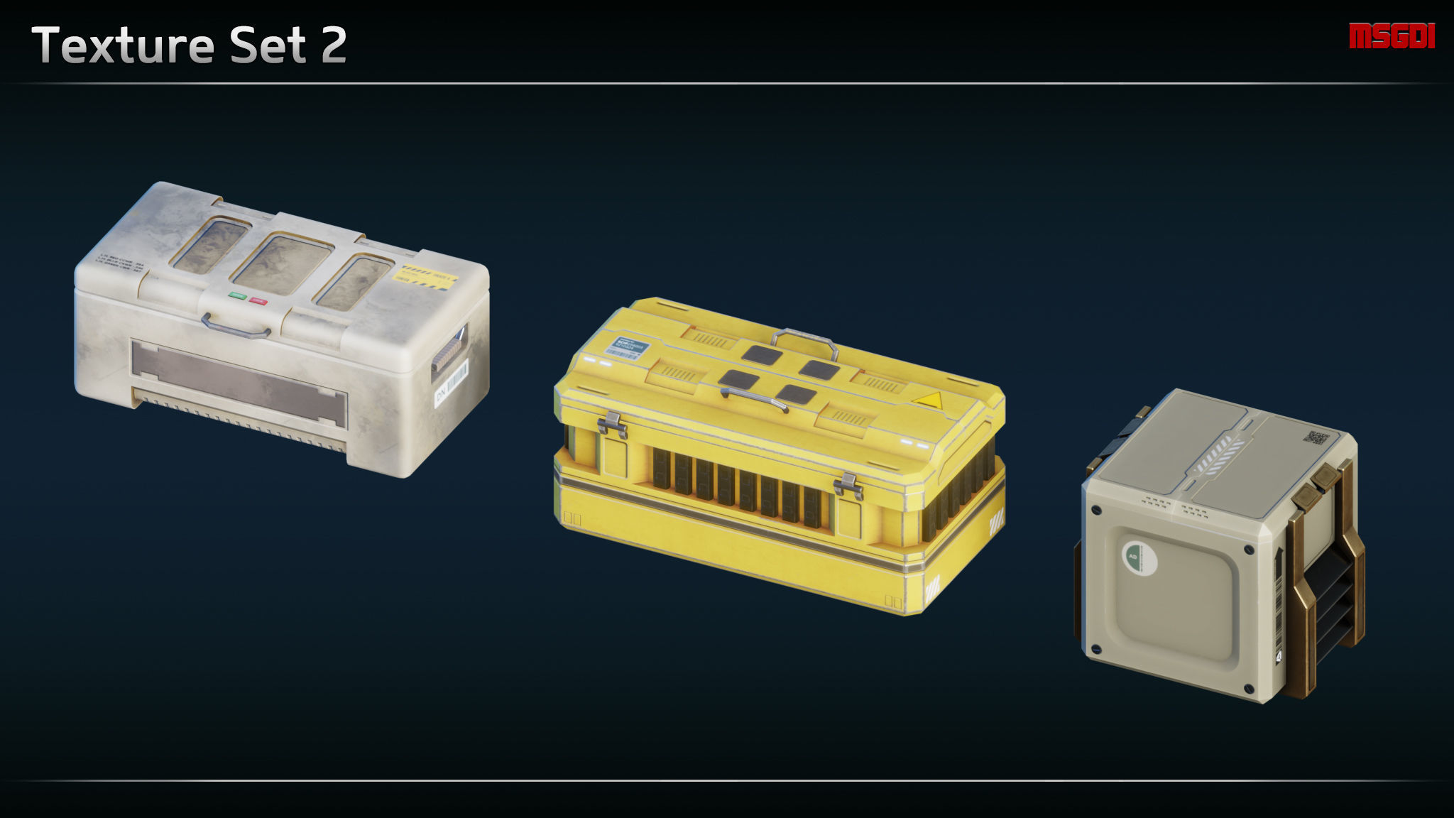Scifi Boxes Low-poly 3D model_6