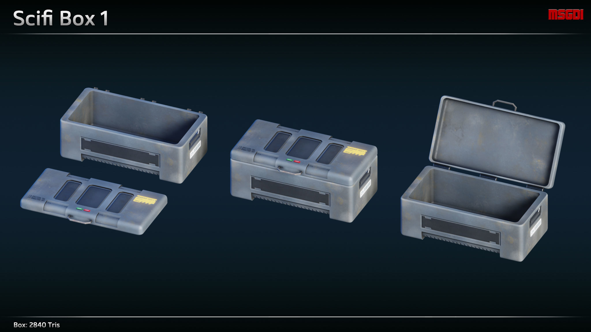 Scifi Boxes Low-poly 3D model_1