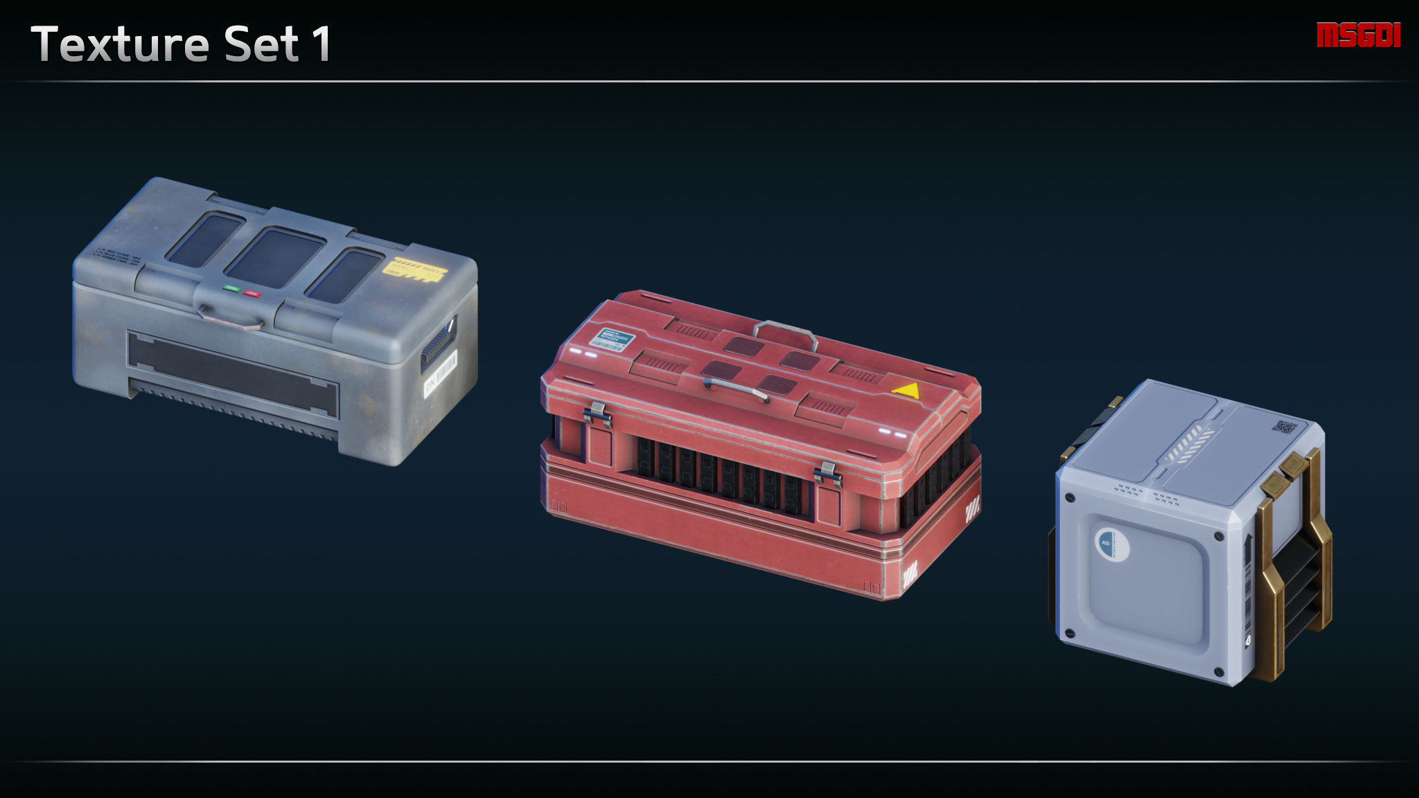 Scifi Boxes Low-poly 3D model_5