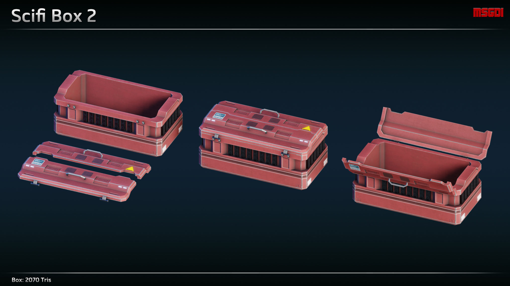 Scifi Boxes Low-poly 3D model_2