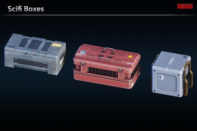 Scifi Boxes Low-poly 3D model