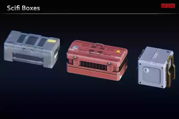 Scifi Boxes Low-poly 3D model
