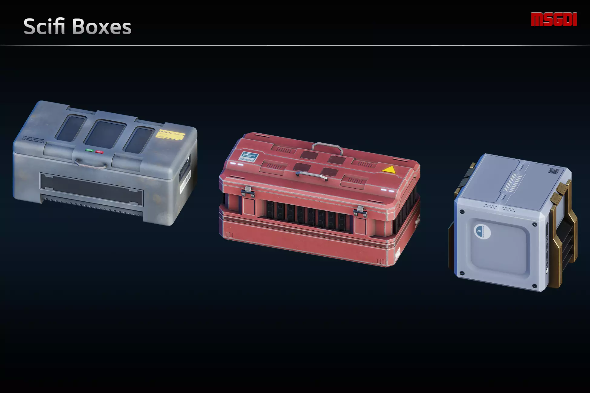 Scifi Boxes Low-poly 3D model_0