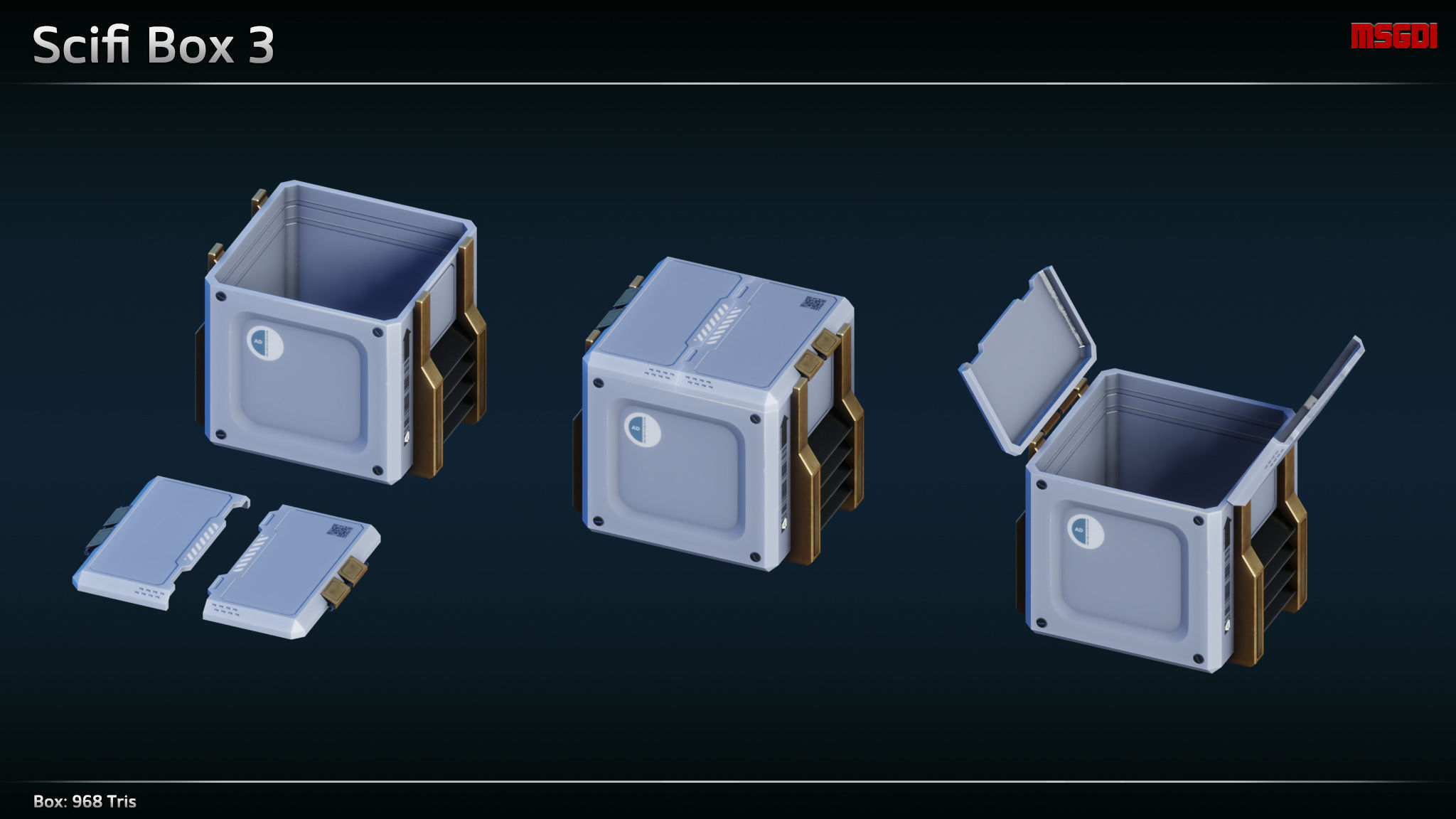 Scifi Boxes Low-poly 3D model_3