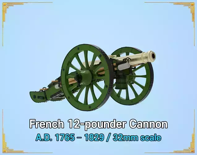 French 12-pounder Cannon 3D print model