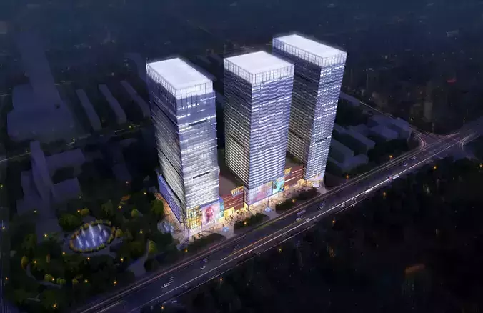 3Dmax fashion city commercial square building 175