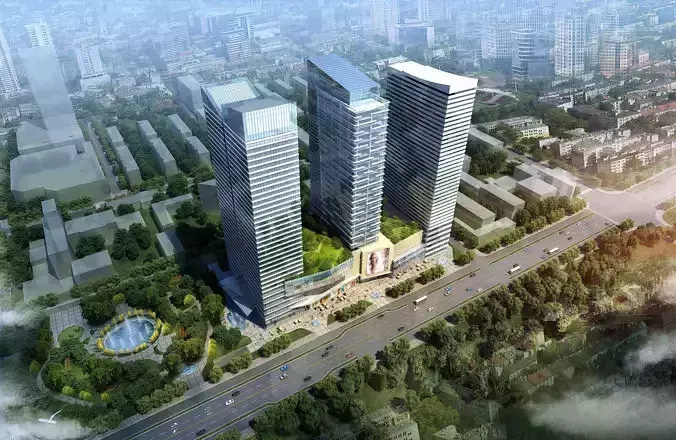 3Dmax fashion city commercial square building 182