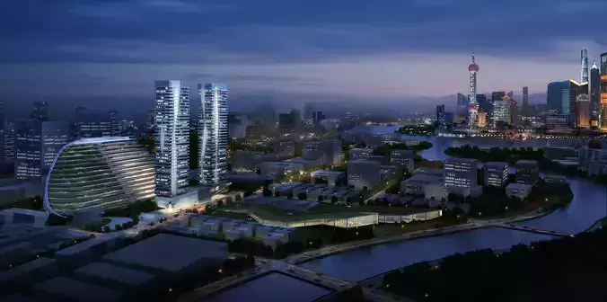 3Dmax fashion city commercial square building 185