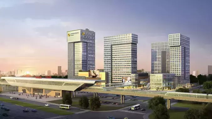 3Dmax fashion city commercial square building 189