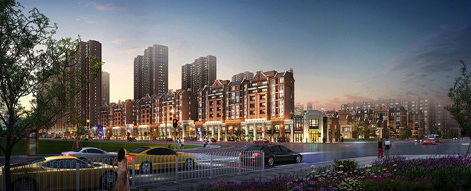 3Dmax fashion city commercial square building 192 3D model