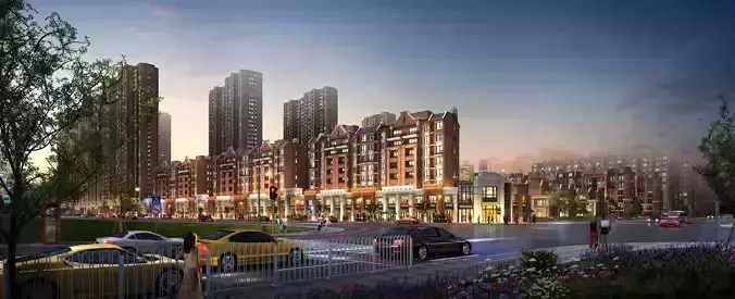 3Dmax fashion city commercial square building 192