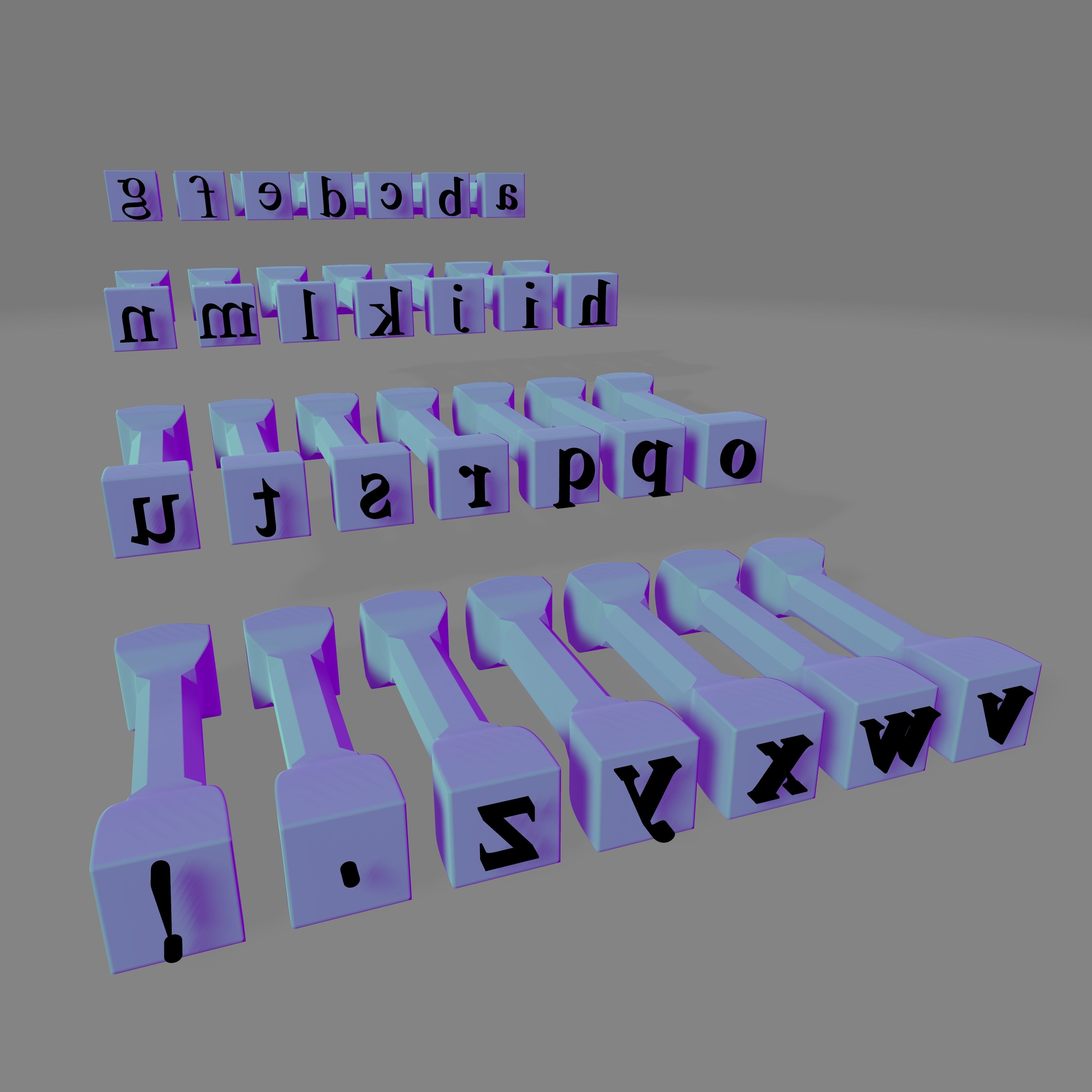 ALPHABET STAMPS - 5 Fonts - Plus Extra 3D print model_3