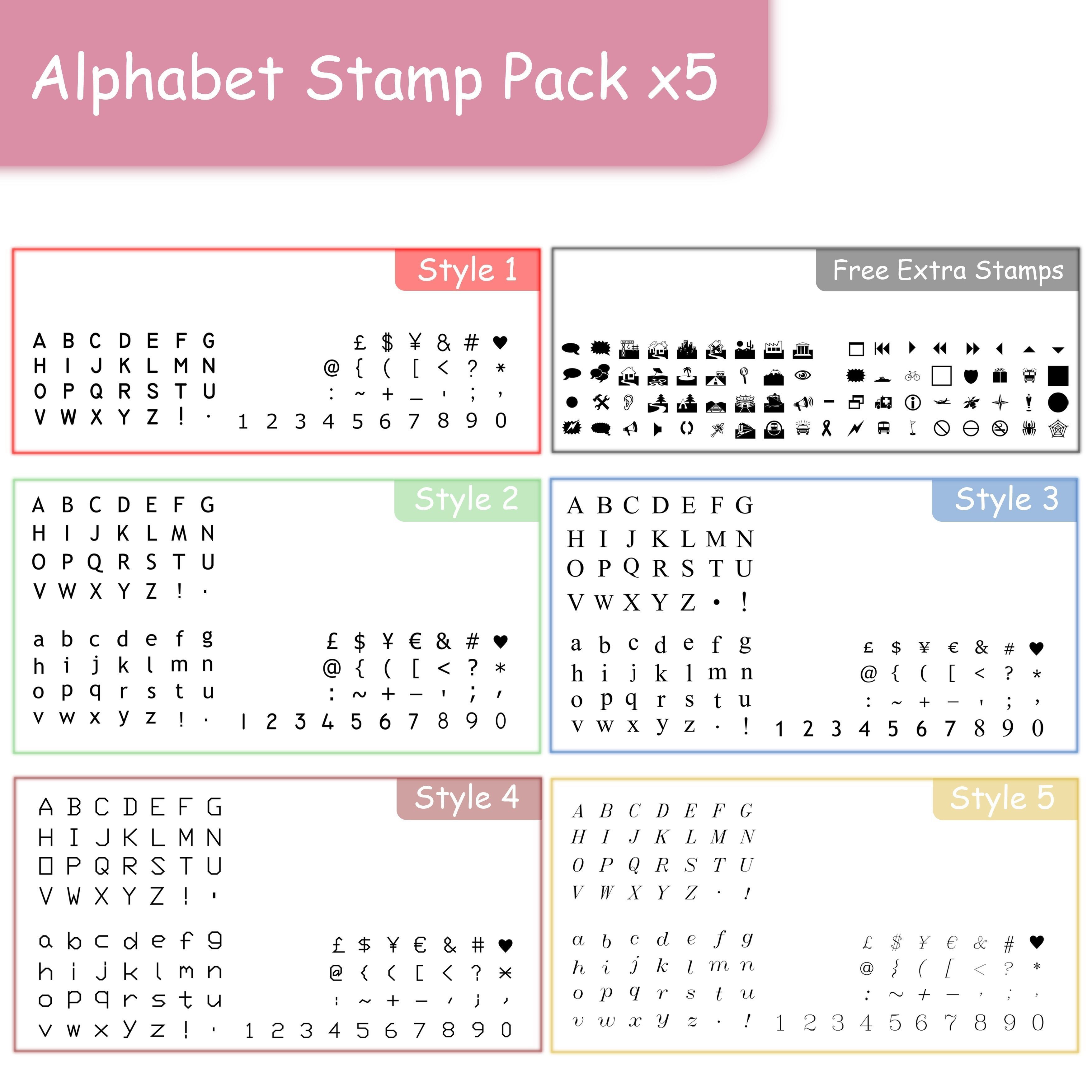 ALPHABET STAMPS - 5 Fonts - Plus Extra 3D print model_1