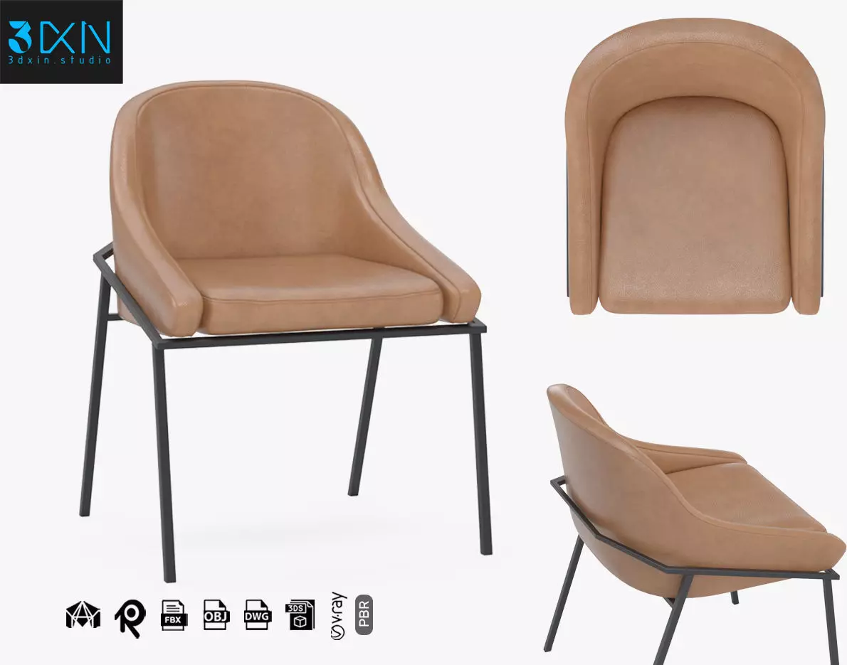 IZOARD Upholstered metal chair 3D model