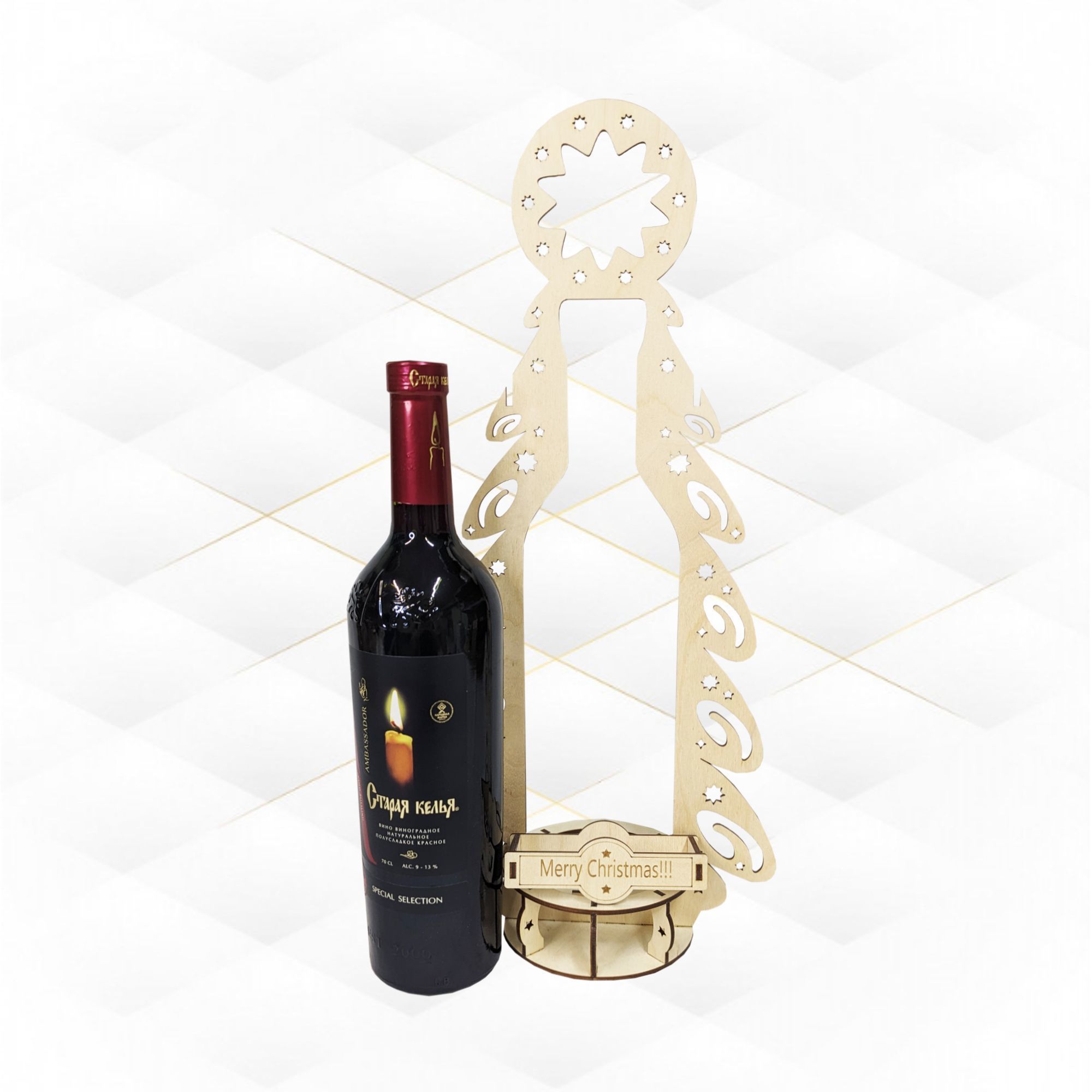 Wine box Christmas Tree svg dxf design for laser cut 3D print model_2