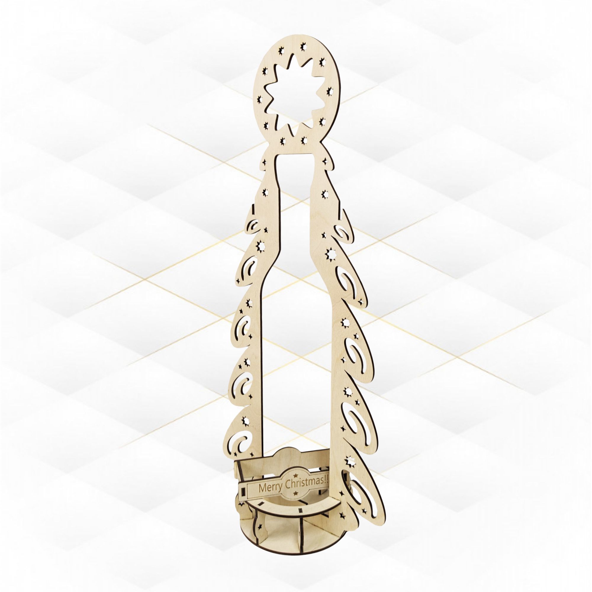 Wine box Christmas Tree svg dxf design for laser cut 3D print model_4