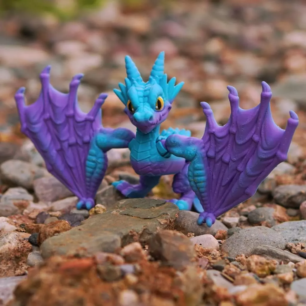 PRINT-IN-PLACE CUTE FLEXI WYVERN DRAGON ARTICULATED 3D print model_0