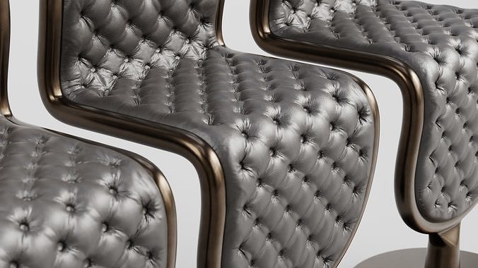 Round Shape Leather Chair with Metal Body 3D model 6