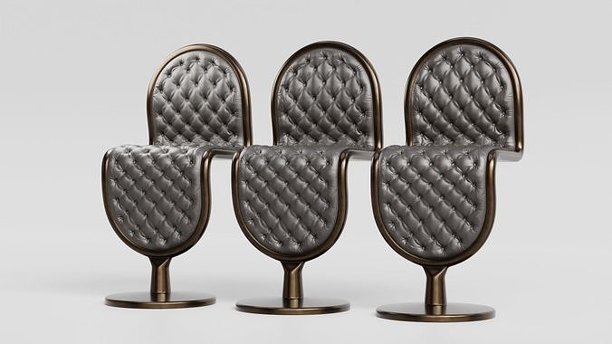 Round Shape Leather Chair with Metal Body 3D model 4