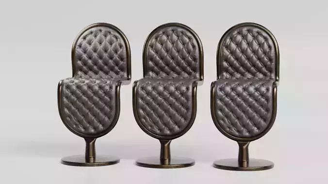 Round Shape Leather Chair with Metal Body