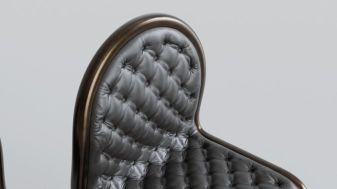 Round Shape Leather Chair with Metal Body 3D model 7