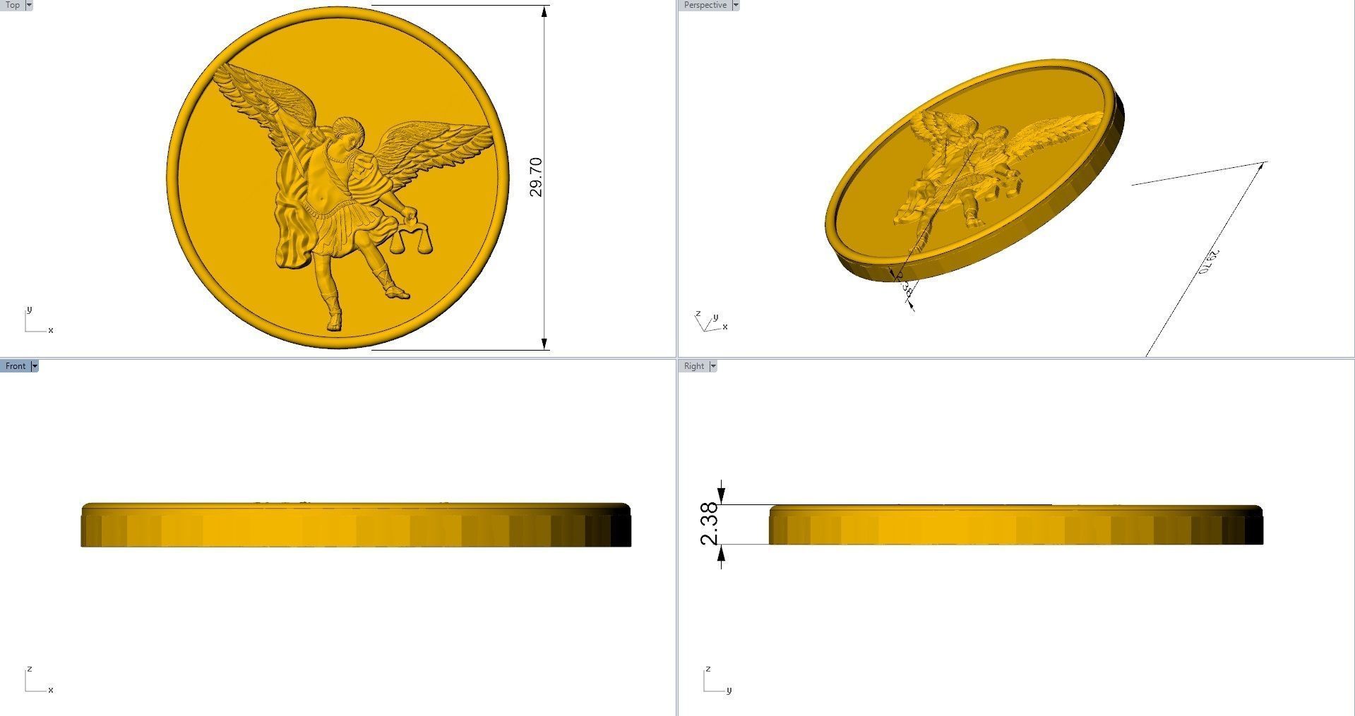SAINT MICHAEL COIN PENDENT 3D print model_4