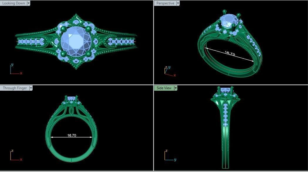 Solitaire parade design ring 3D print model_2