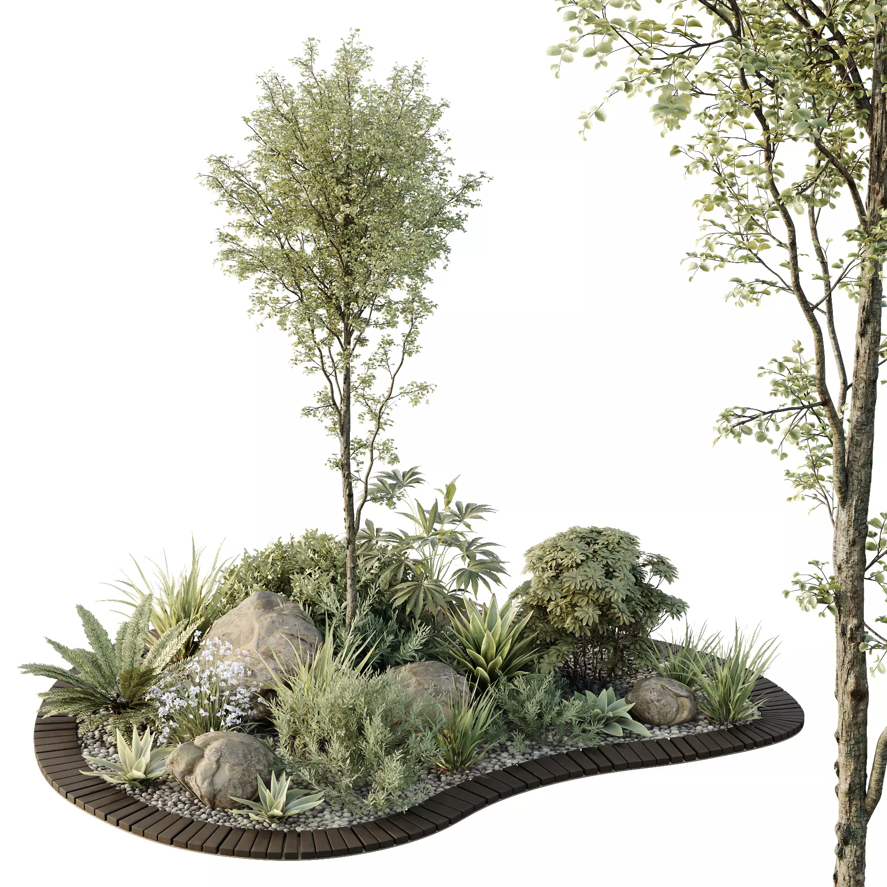 HQ Tree and bush garden box outdoor VOL 08 3D model_0