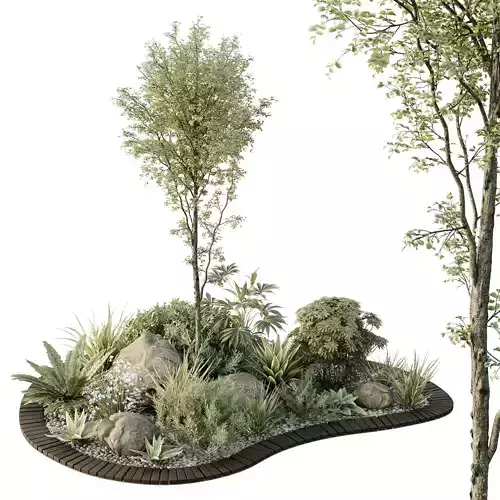 HQ Tree and bush garden box outdoor VOL 08 3D model