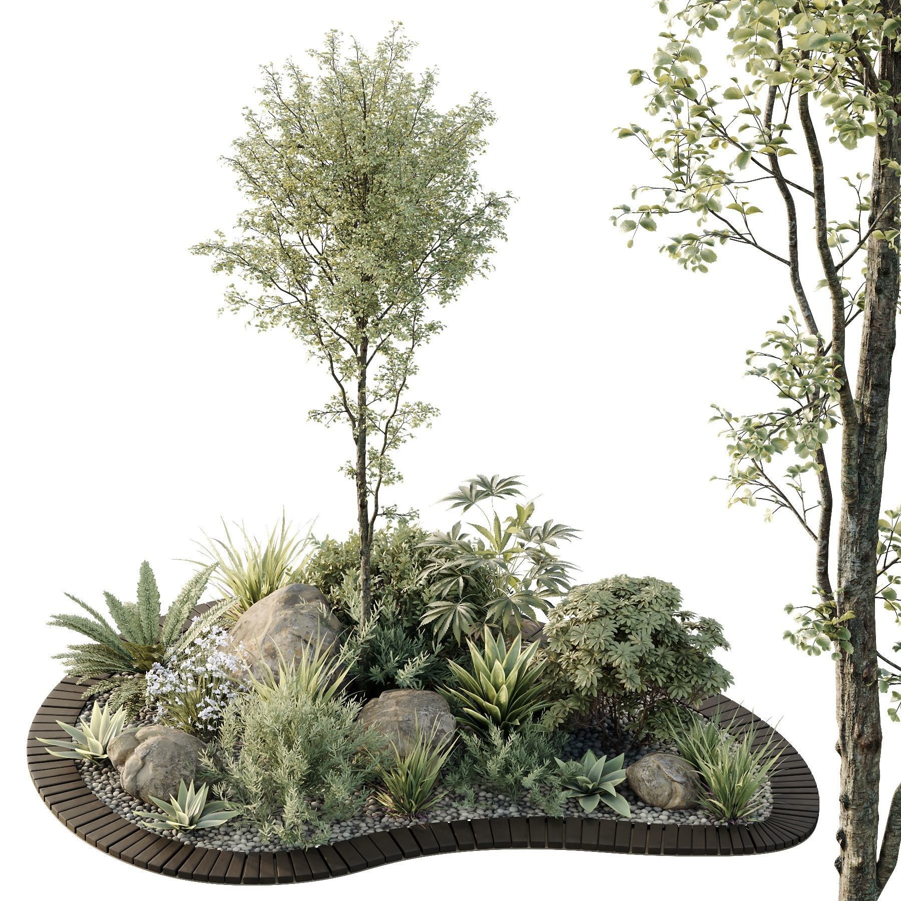 HQ Tree and bush garden box outdoor VOL 08 3D model_1