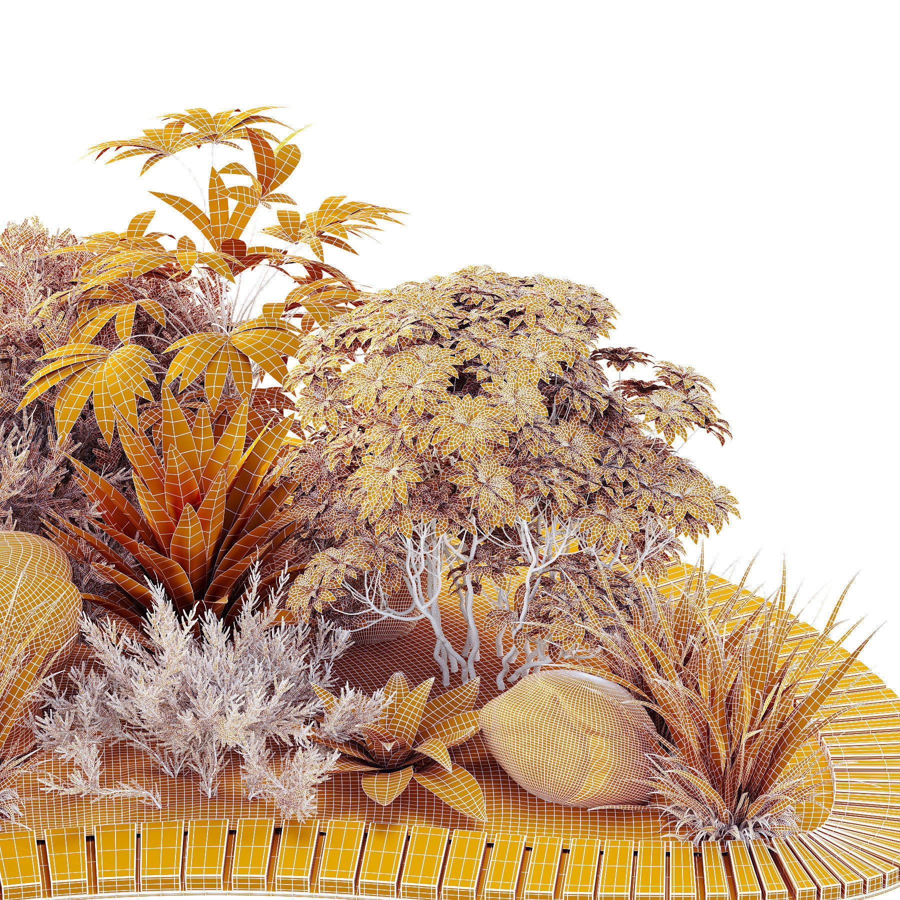 HQ Tree and bush garden box outdoor VOL 08 3D model_4