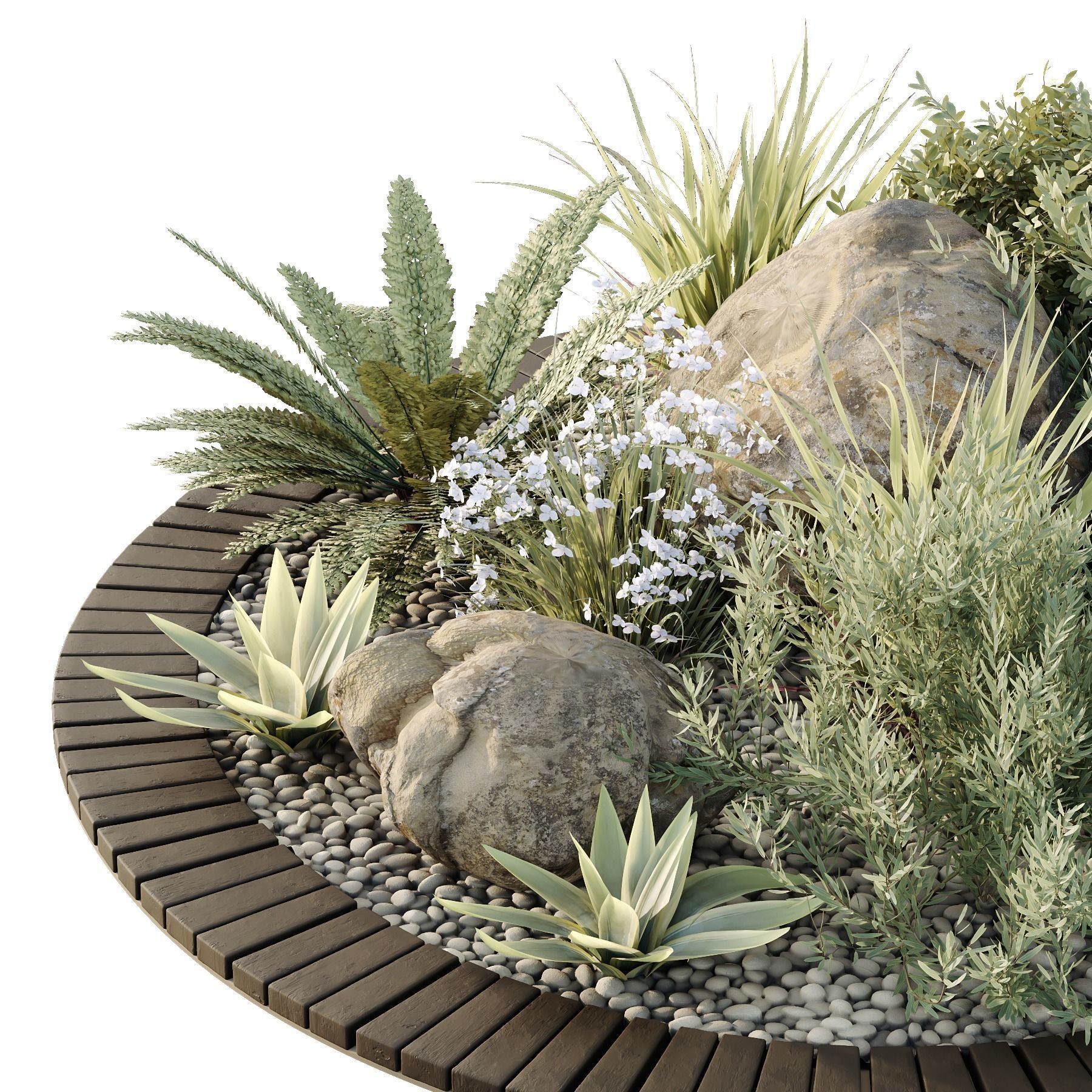 HQ Tree and bush garden box outdoor VOL 08 3D model_3