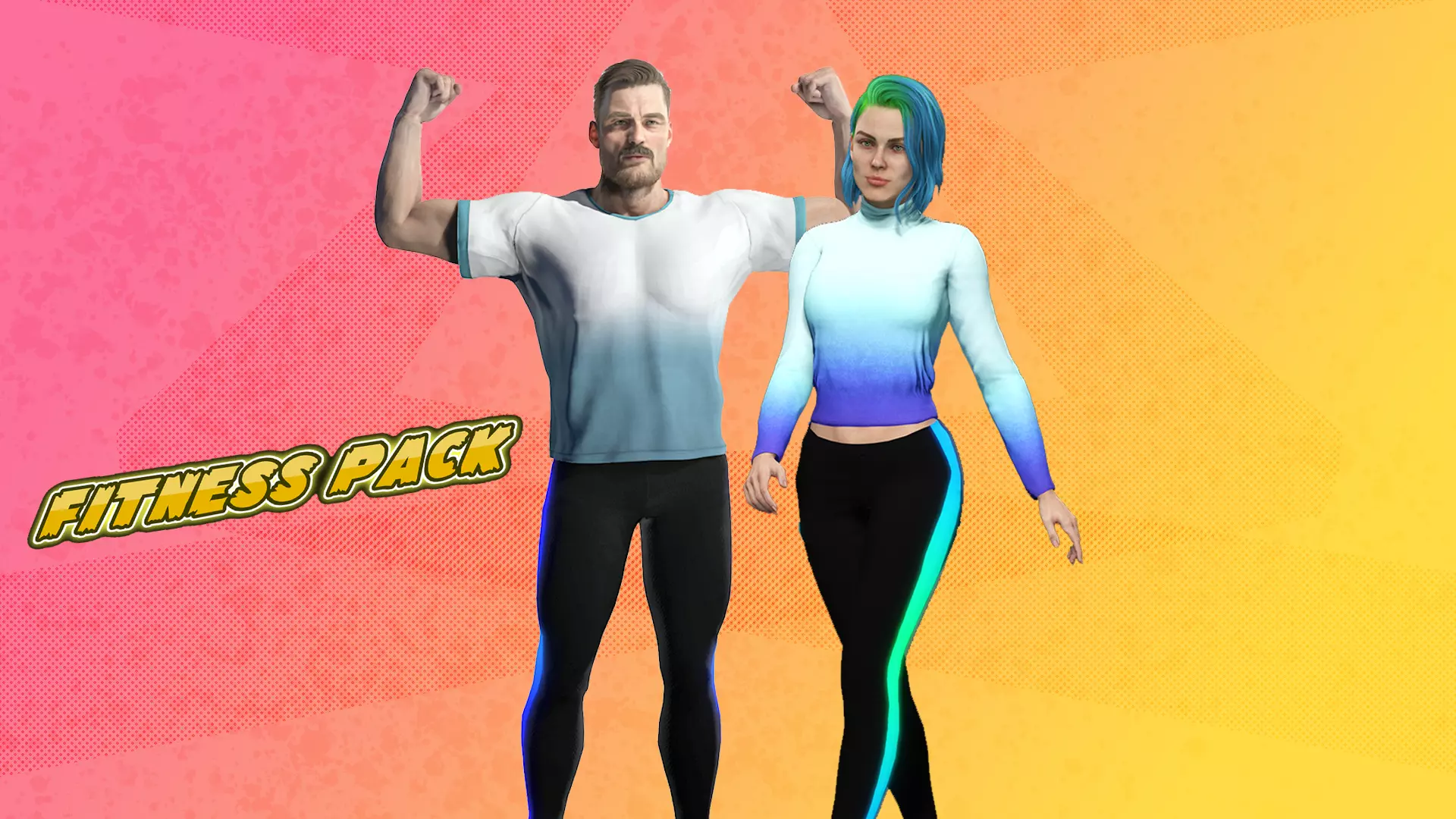Gym crossfit  Partners Muscle Man and fitness Woman 3D Model Collection_0