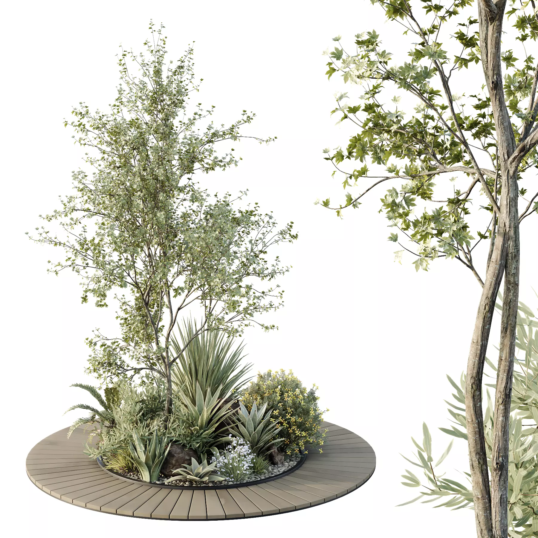 HQ Tree and bush garden box outdoor VOL 15 3D model
