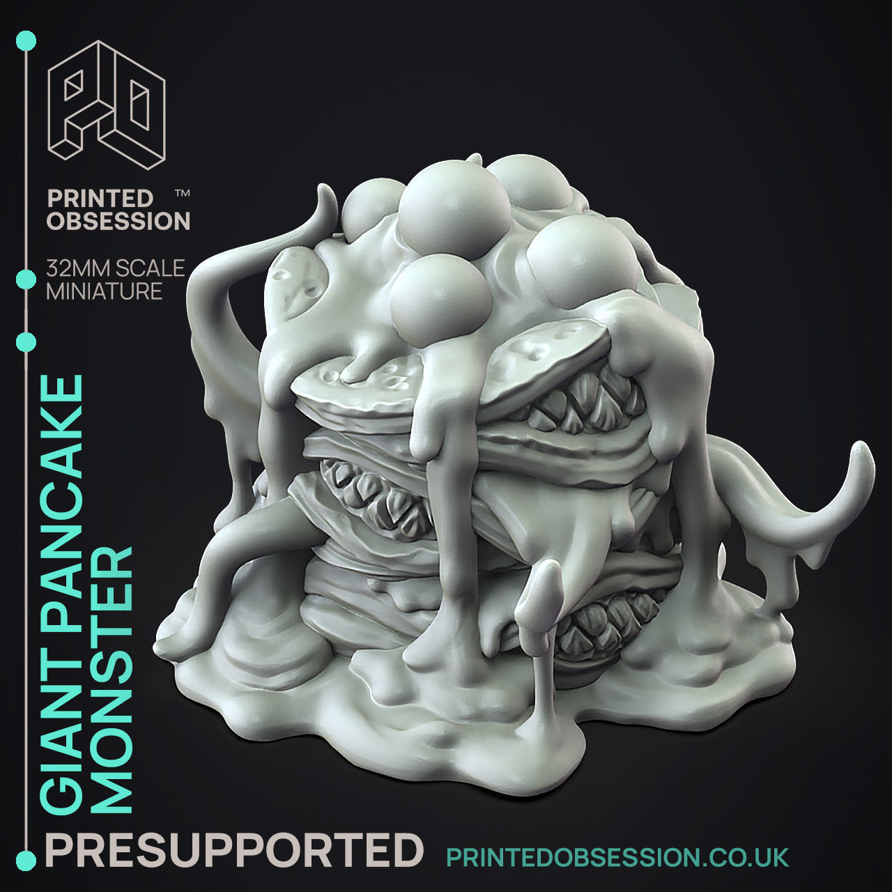 Giant Pancake Monster - 3D Printable TTRPG - PRESUPPORTED - 32mm 3D print model_6