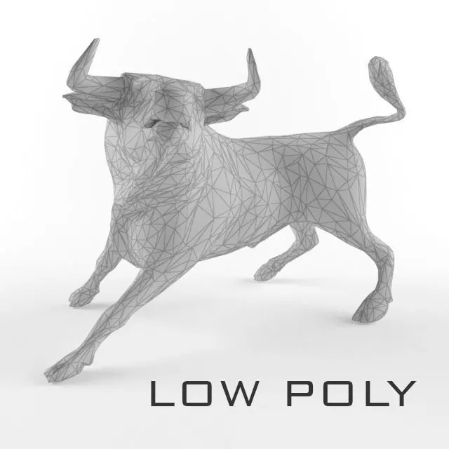 Low Poly Bull Taurus Animal Lowpoly 2 Low-poly 3D model_0