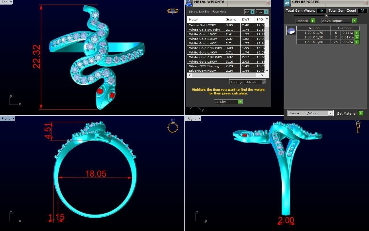 Snake Ring - N2214 3D print model_10