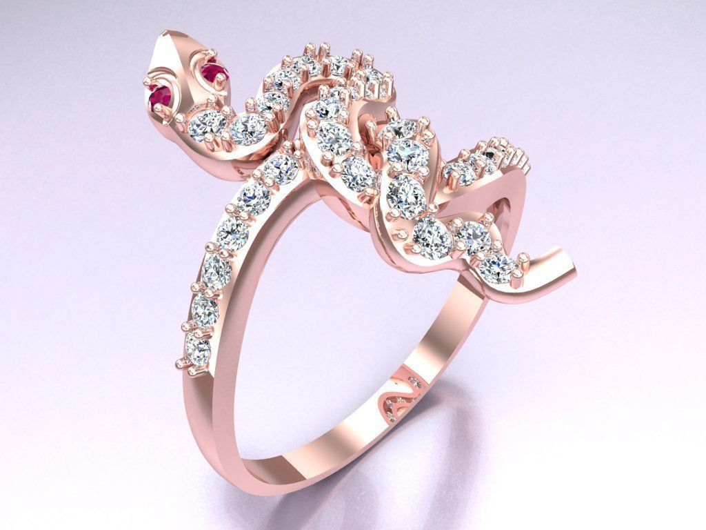 Snake Ring - N2214 3D print model_3