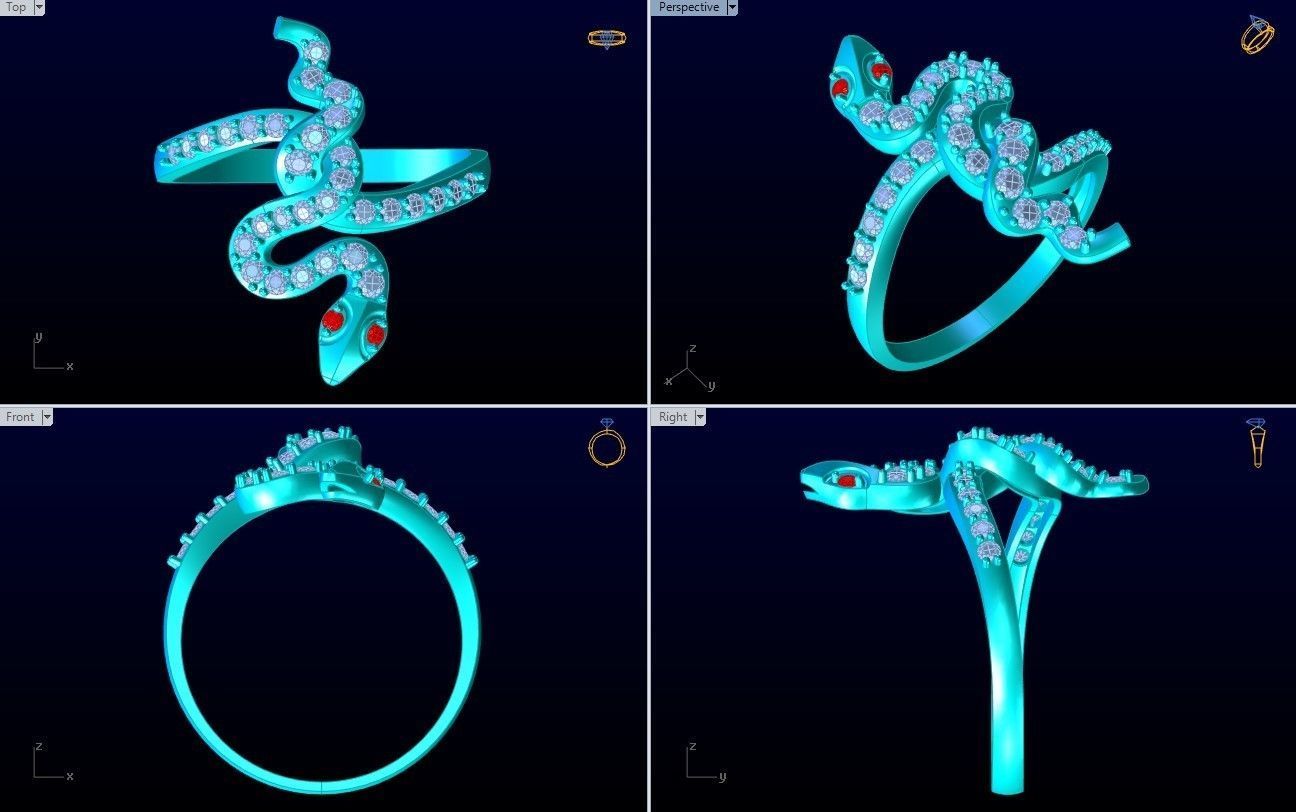 Snake Ring - N2214 3D print model_12