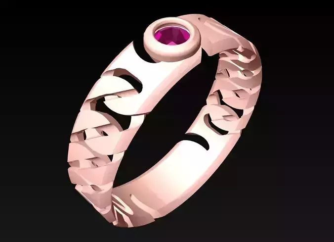 Chain ring - Miami Cuban ring - Link ring - N6594