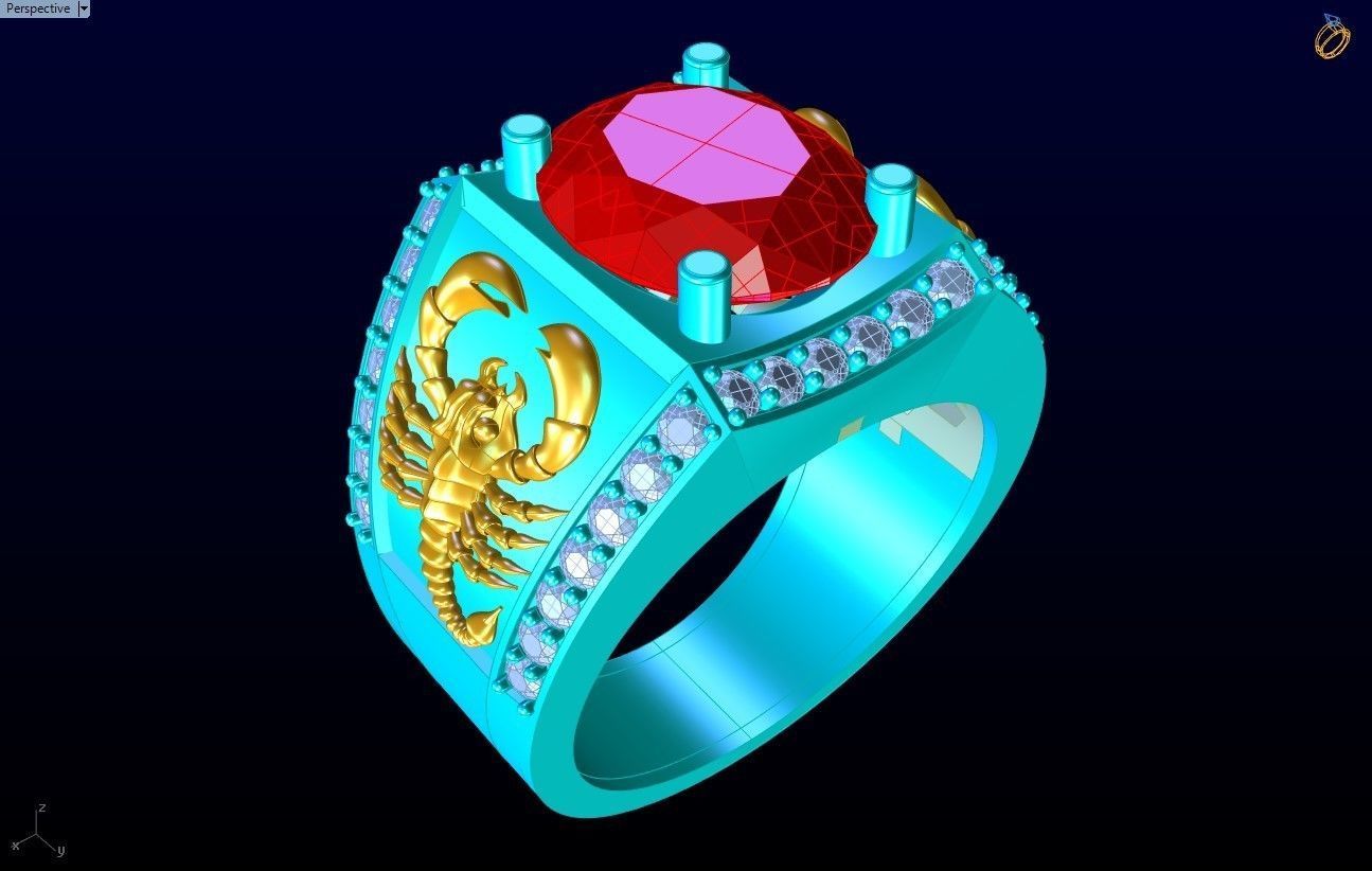 Scorpion Ring -Oval Rings - N1501 3D print model_9