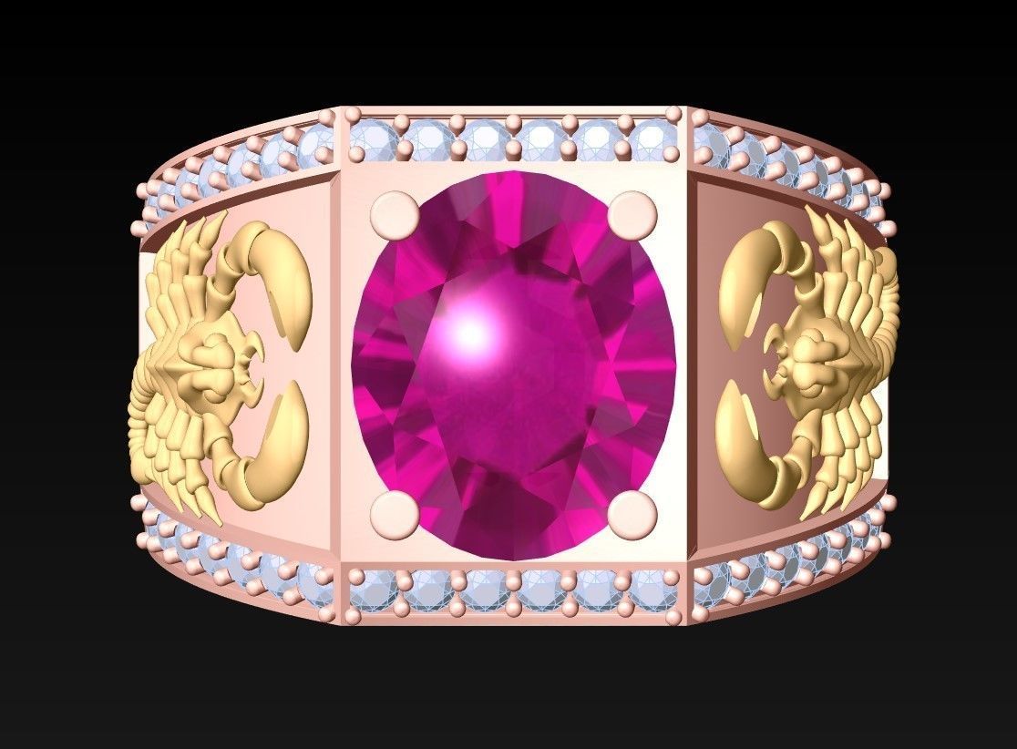 Scorpion Ring -Oval Rings - N1501 3D print model_4