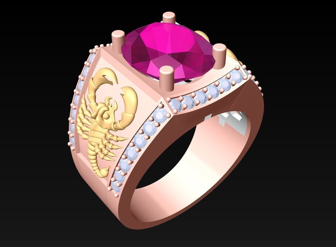 Scorpion Ring -Oval Rings - N1501 3D print model_1
